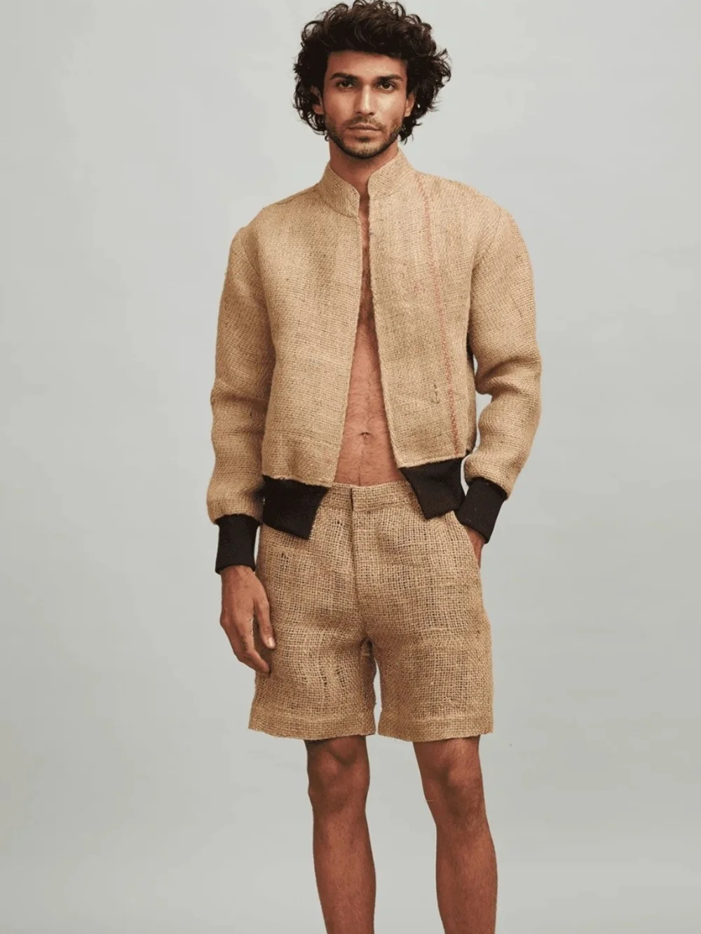 - & . Jute short and bomber jacket